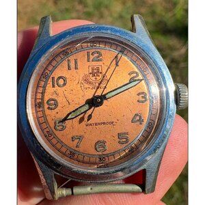 Vintage Muralt Mechanical Hand Wind Bronze Colored Dial Swiss Watch Runs 17j